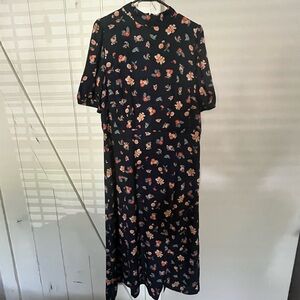 NWT Ann Taylor Green Floral Puff Sleeve Dress